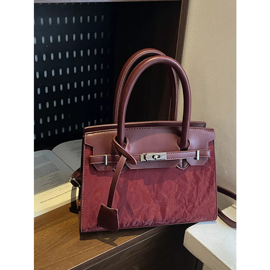Textured Leather Top-Handle Handbag Apparel and Accessories