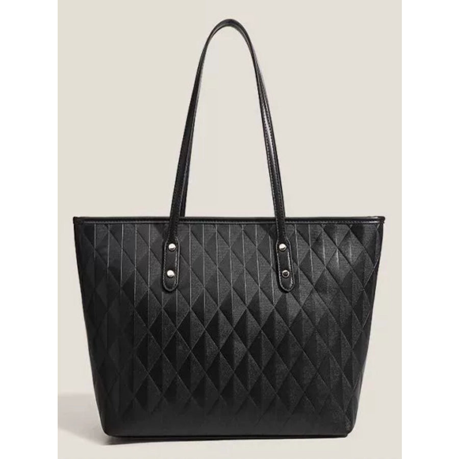 Textured Leather Tote Bag Black / ONESIZE Apparel and Accessories