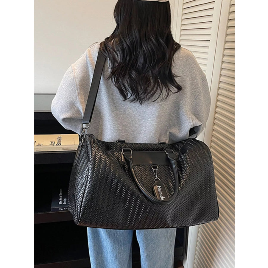 Textured Leather Travel Bag Black / One Size Apparel and Accessories