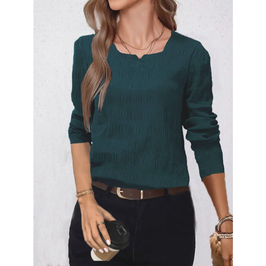 Textured Long Sleeve Blouse Apparel and Accessories