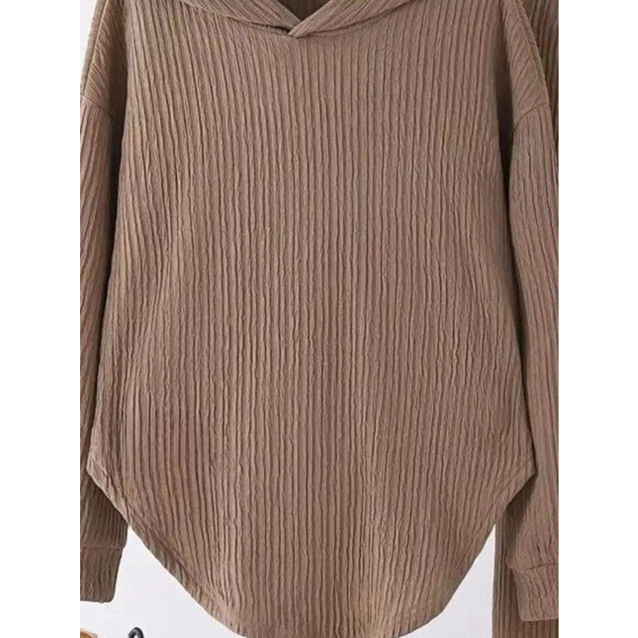 Textured Long Sleeve Hoodie and Pants Set Apparel and Accessories