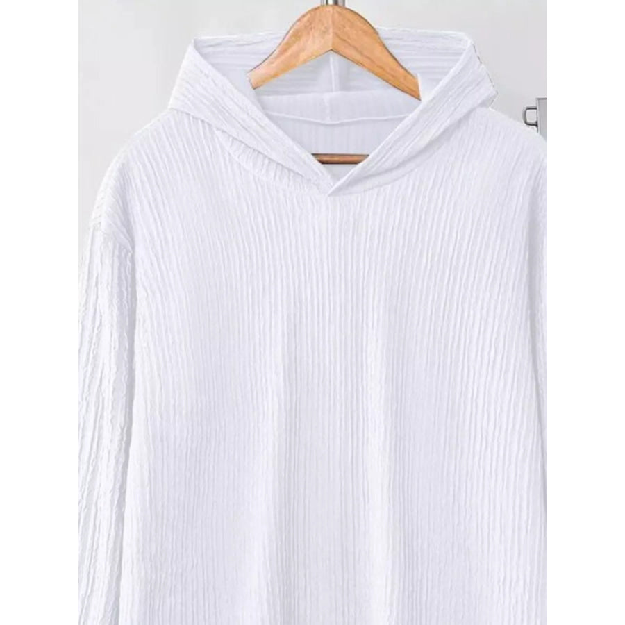 Textured Long Sleeve Hoodie and Pants Set Apparel and Accessories