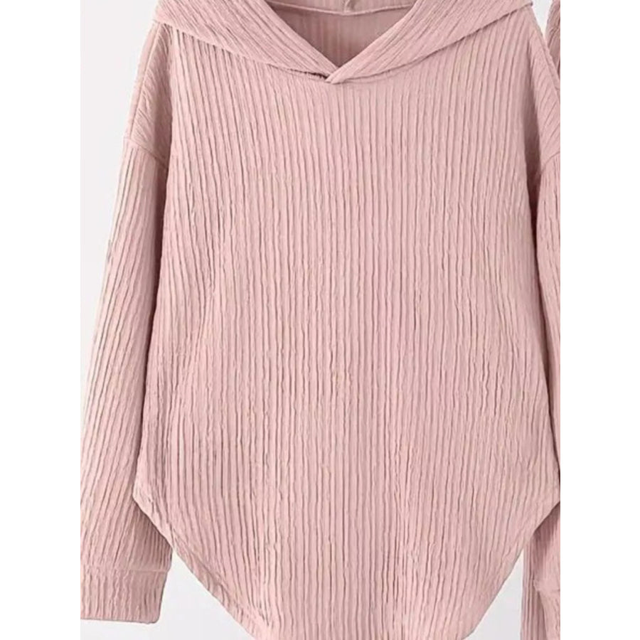 Textured Long Sleeve Hoodie and Pants Set Apparel and Accessories