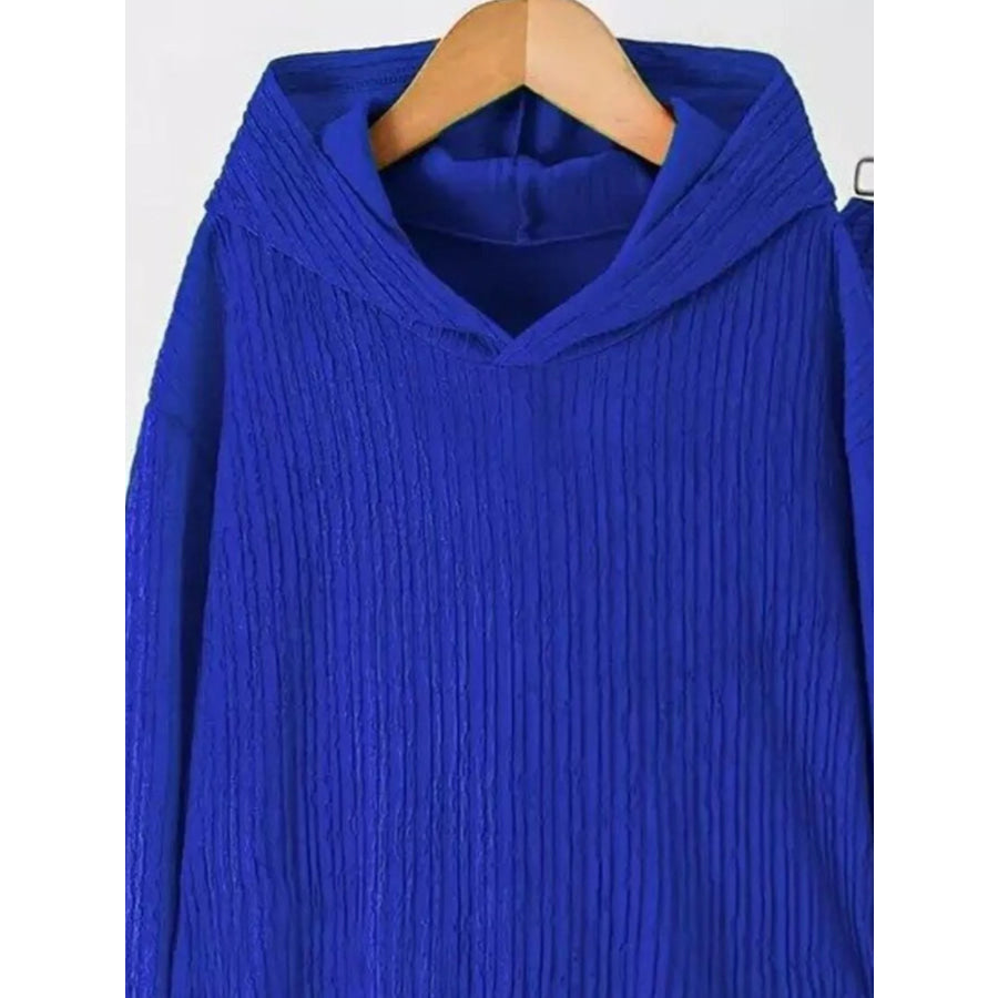 Textured Long Sleeve Hoodie and Pants Set Apparel and Accessories