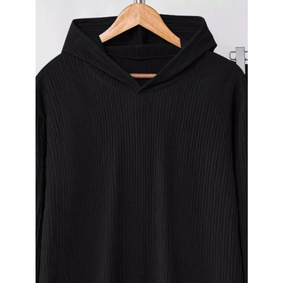 Textured Long Sleeve Hoodie and Pants Set Apparel and Accessories