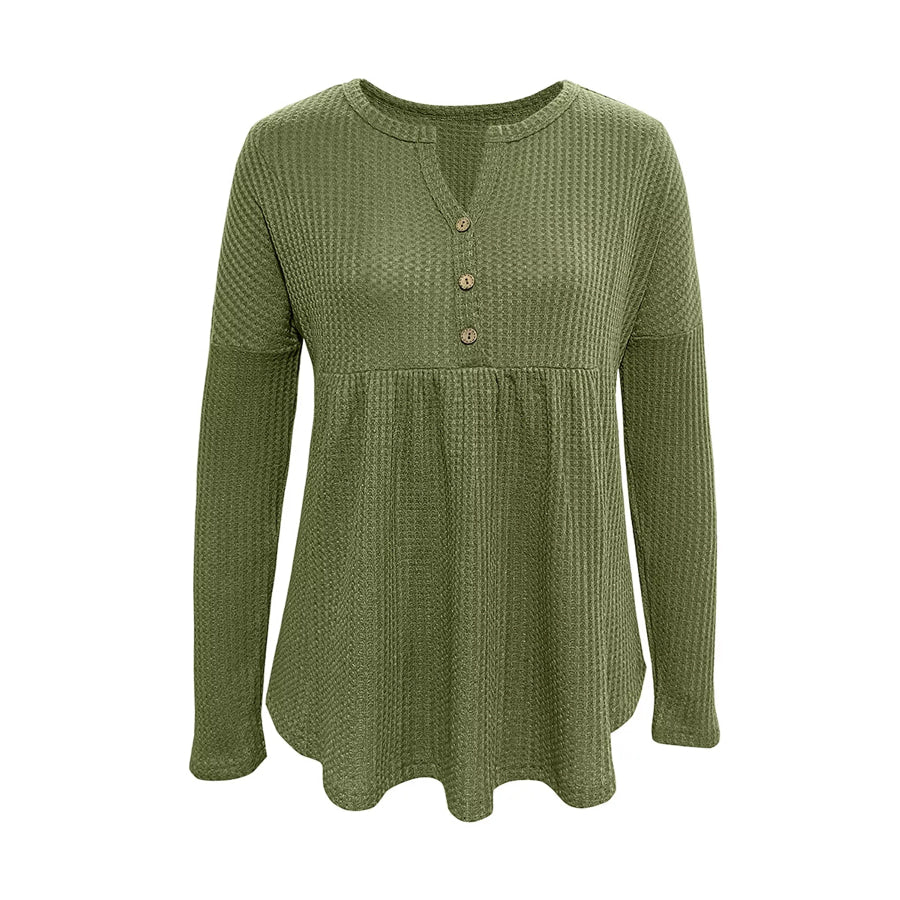 Textured Long Sleeve Peplum Top Apparel and Accessories