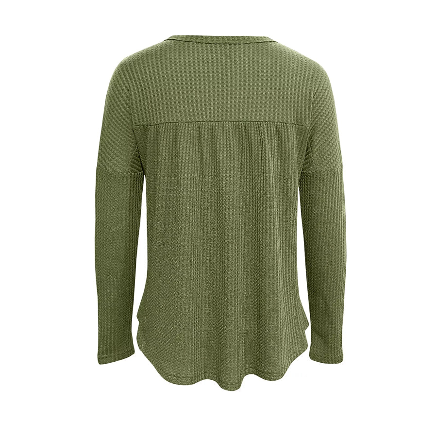 Textured Long Sleeve Peplum Top Apparel and Accessories