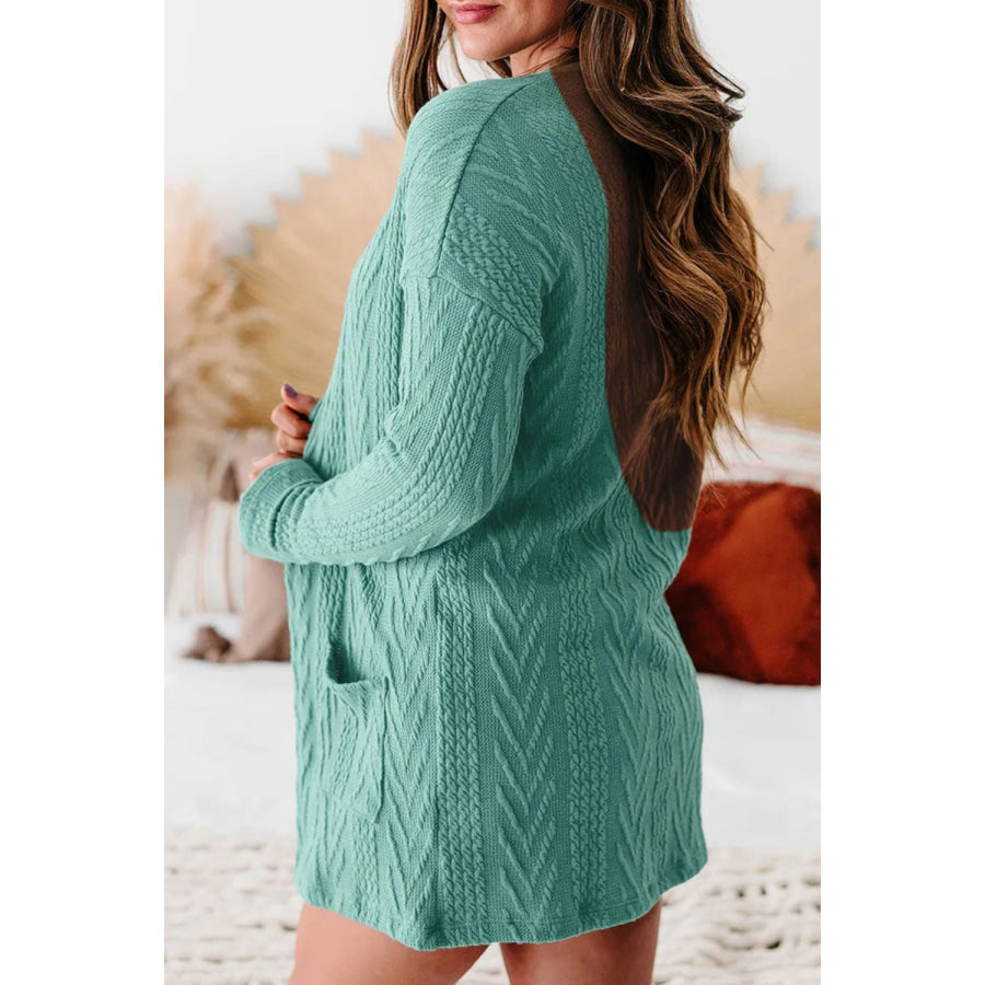 Textured Open Front Cover Up with Pockets Apparel and Accessories