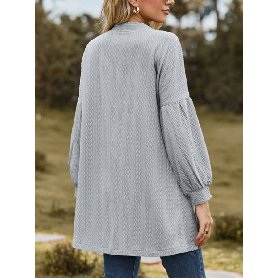 Textured Open Front Dropped Shoulder Cardigan Apparel and Accessories