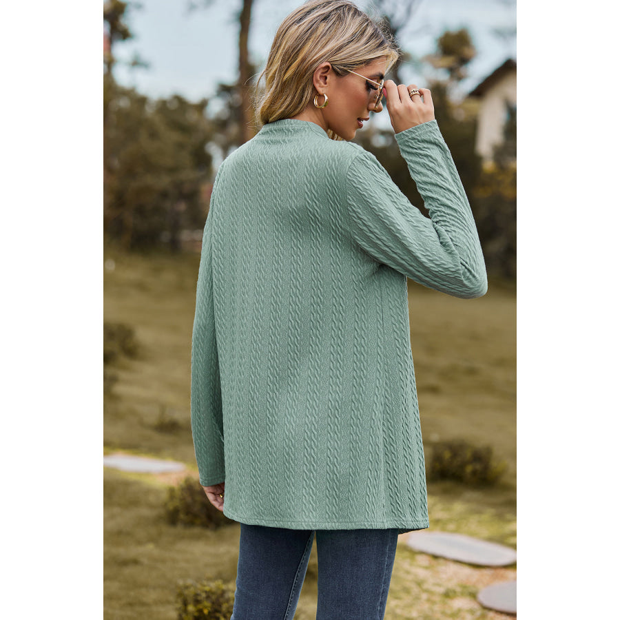 Textured Open Front Long Sleeve Cardigan Apparel and Accessories