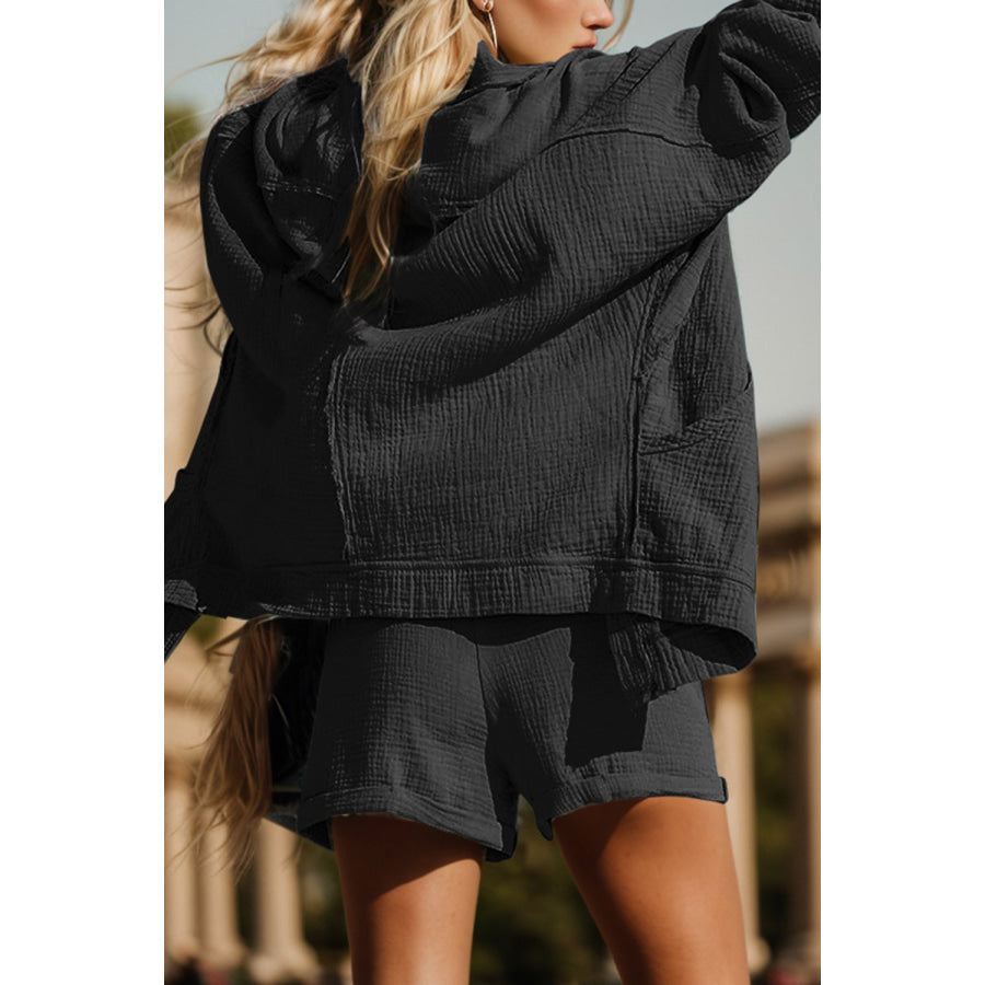 Textured Open Front Long Sleeve Cardigan Apparel and Accessories