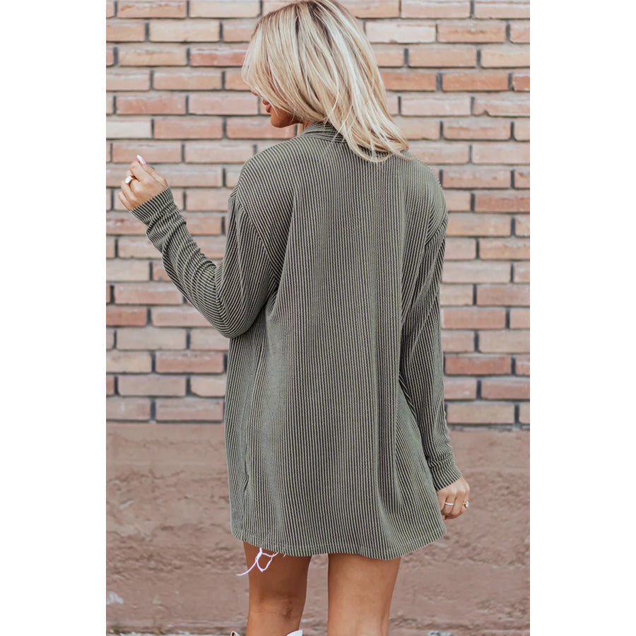 Textured Open Front Long Sleeve Cover Up Apparel and Accessories