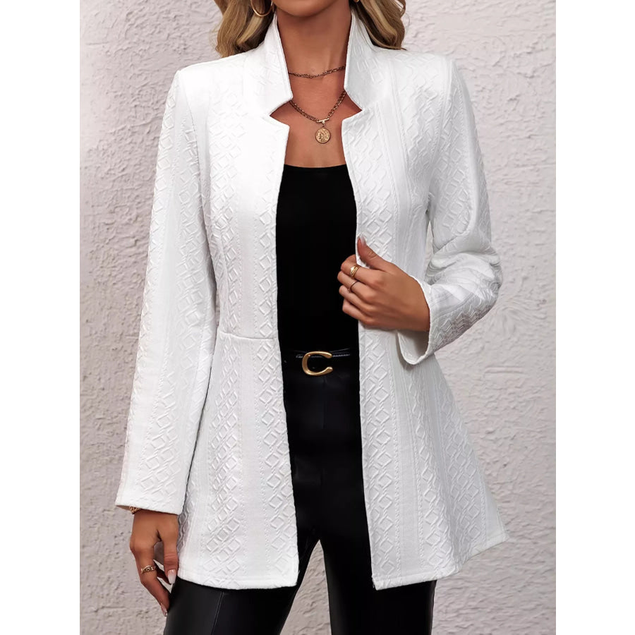 Textured Open Front Slim Fit Blazer Apparel and Accessories