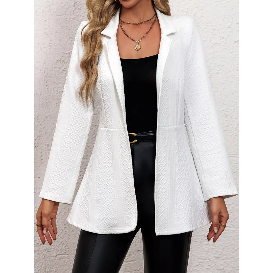 Textured Open Front Slim Fit Blazer Apparel and Accessories