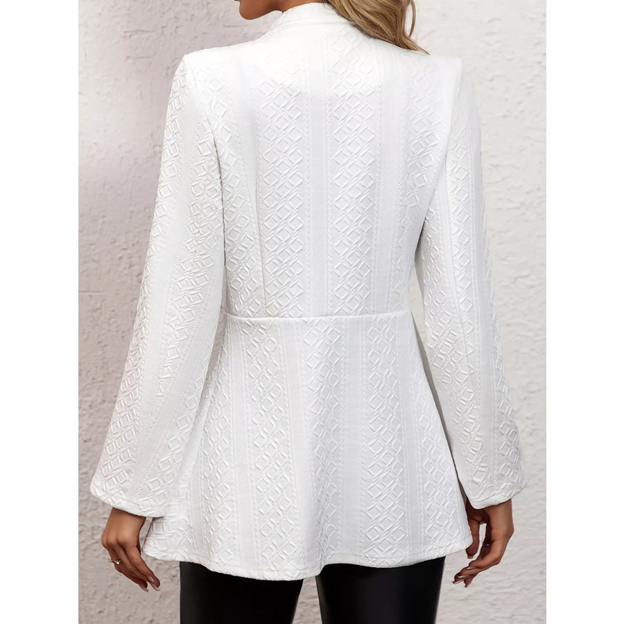 Textured Open Front Slim Fit Blazer Apparel and Accessories