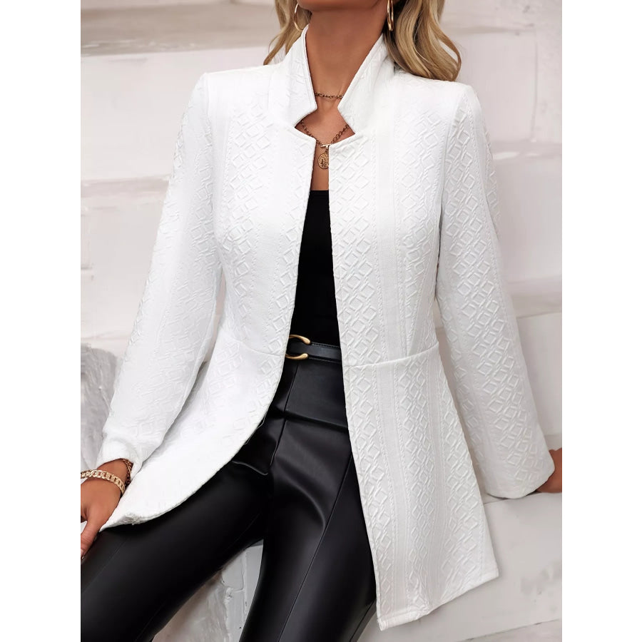 Textured Open Front Slim Fit Blazer Apparel and Accessories