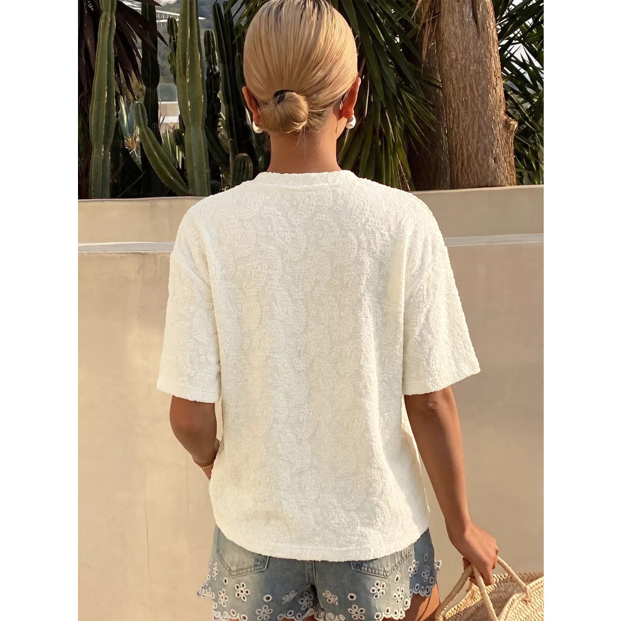 Textured Paisley Pattern Casual T-Shirt Apparel and Accessories