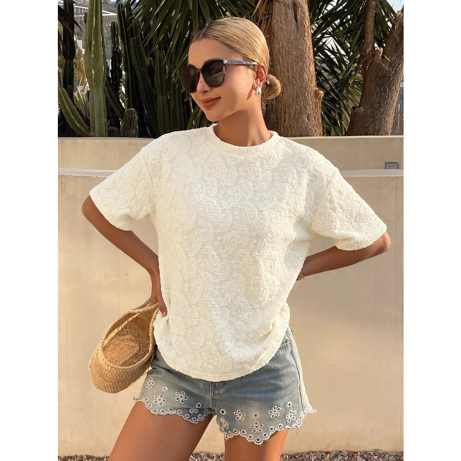 Textured Paisley Pattern Casual T-Shirt Apparel and Accessories