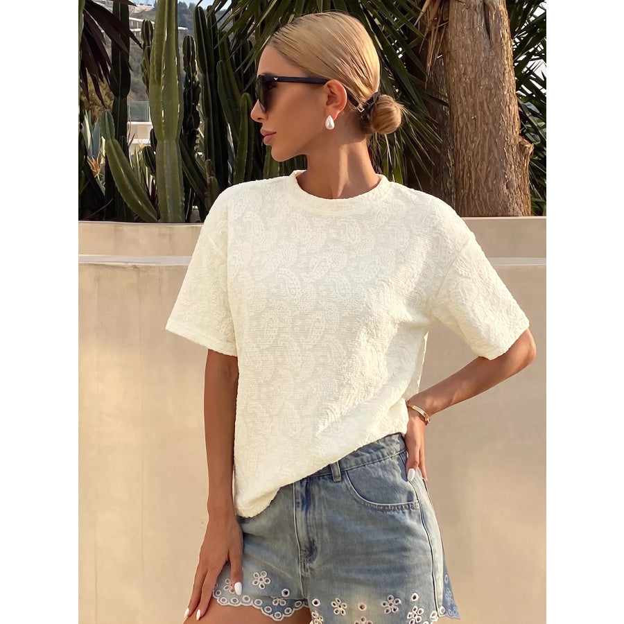 Textured Paisley Pattern Casual T-Shirt Apparel and Accessories
