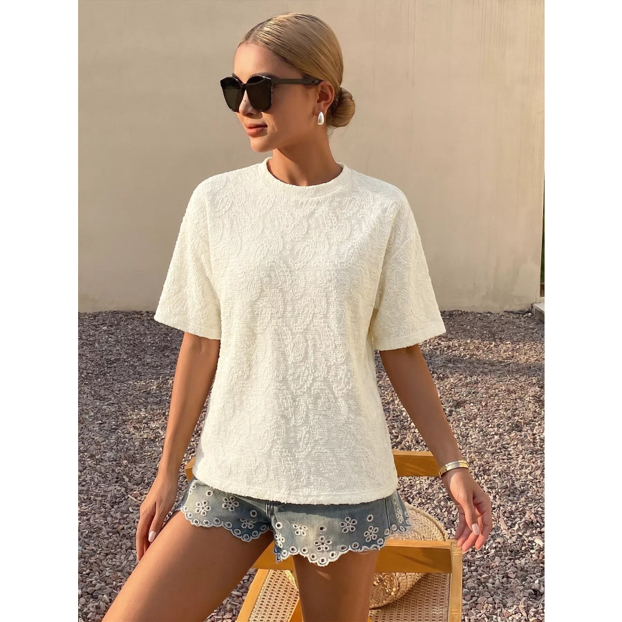 Textured Paisley Pattern Casual T-Shirt Apparel and Accessories