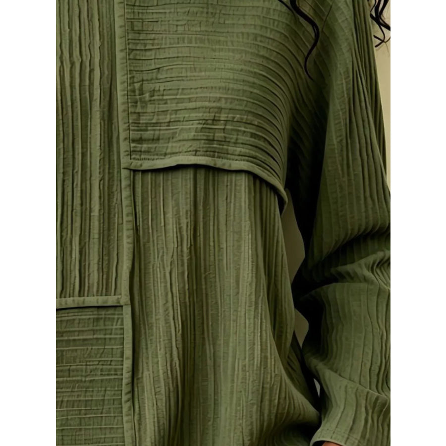 Textured Patchwork Long Sleeve Casual T-Shirt Apparel and Accessories