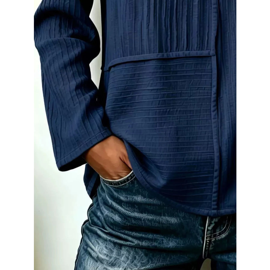Textured Patchwork Long Sleeve Casual T-Shirt Apparel and Accessories
