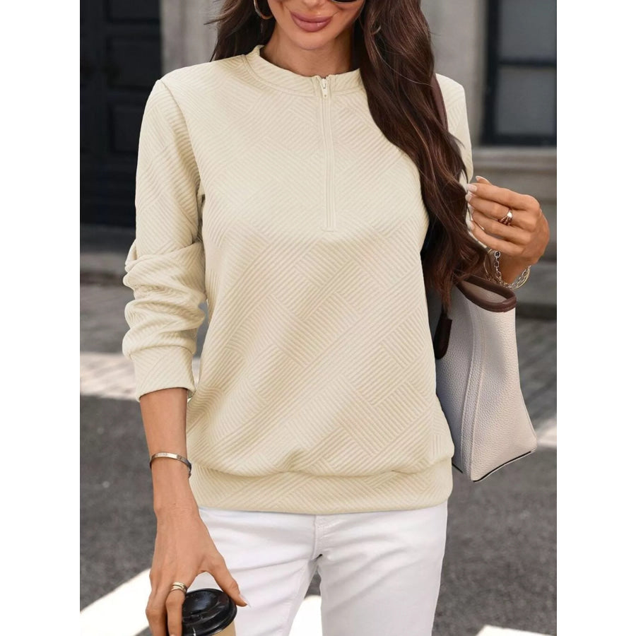 Textured Quarter-Zip Sweatshirt Apparel and Accessories