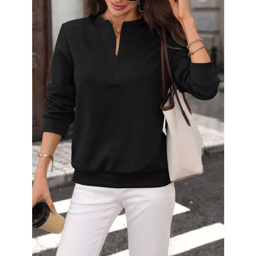 Textured Quarter-Zip Sweatshirt Apparel and Accessories