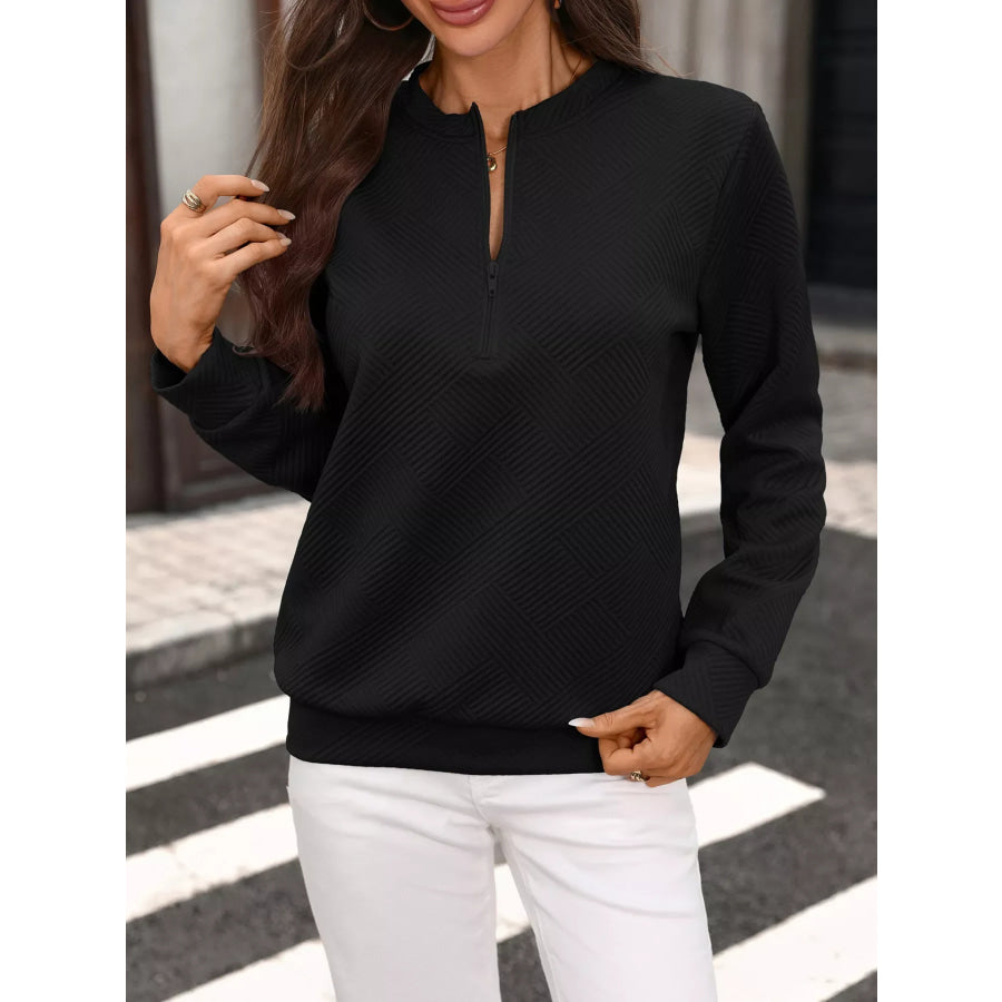Textured Quarter-Zip Sweatshirt Apparel and Accessories