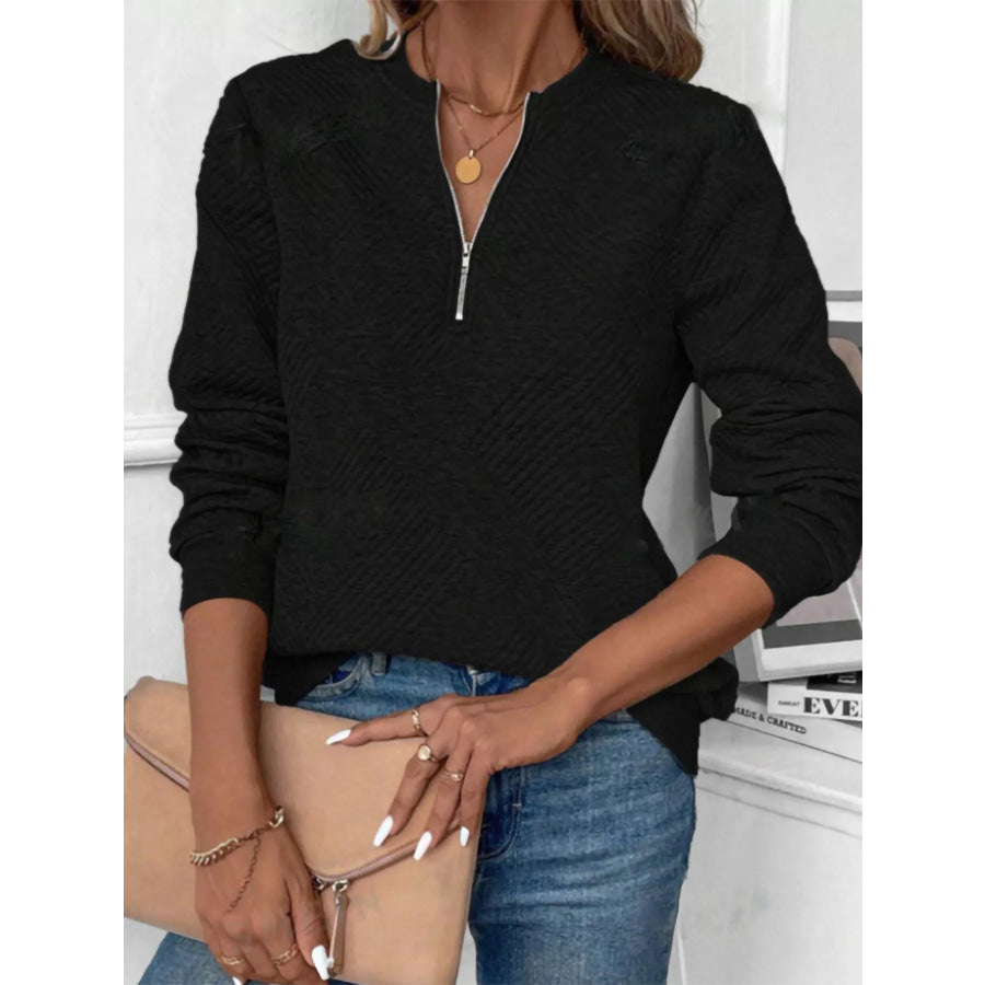 Textured Quarter-Zip Sweatshirt Apparel and Accessories