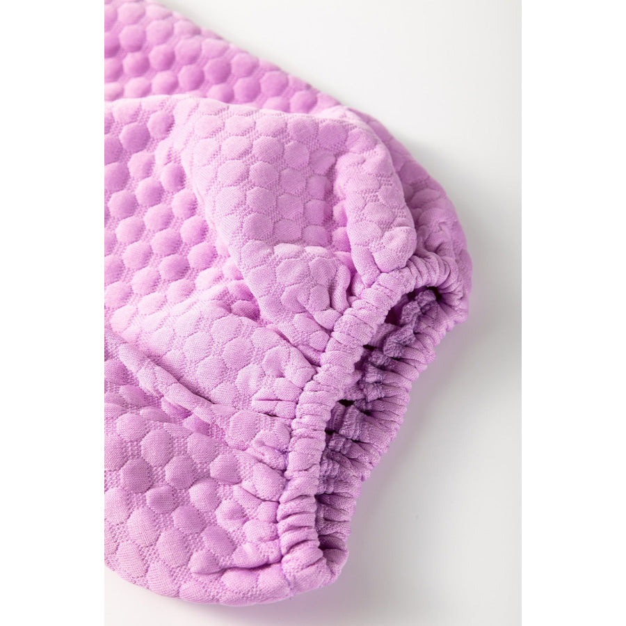 Textured Round Neck Puff Sleeve Blouse Apparel and Accessories