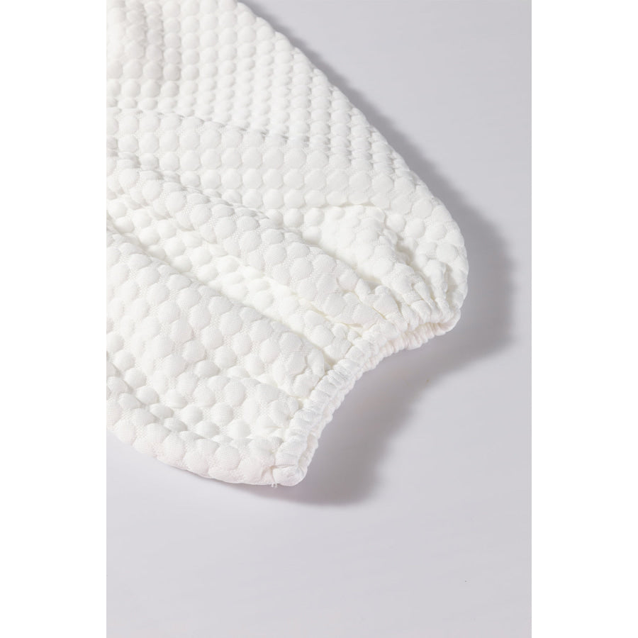 Textured Round Neck Puff Sleeve Blouse Apparel and Accessories