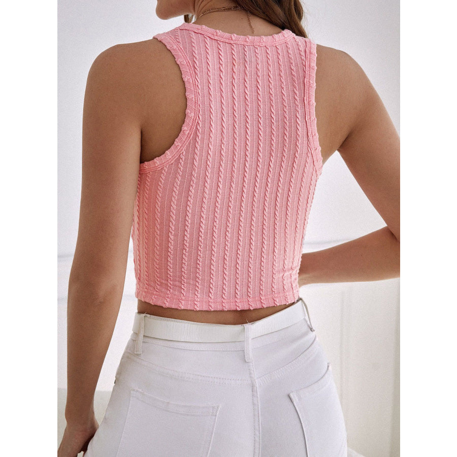 Textured Round Neck Tank Apparel and Accessories