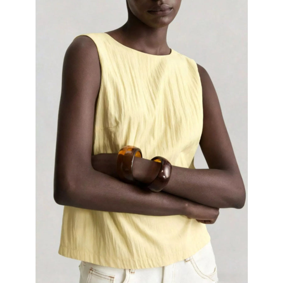 Textured Round Neck Tank Apparel and Accessories