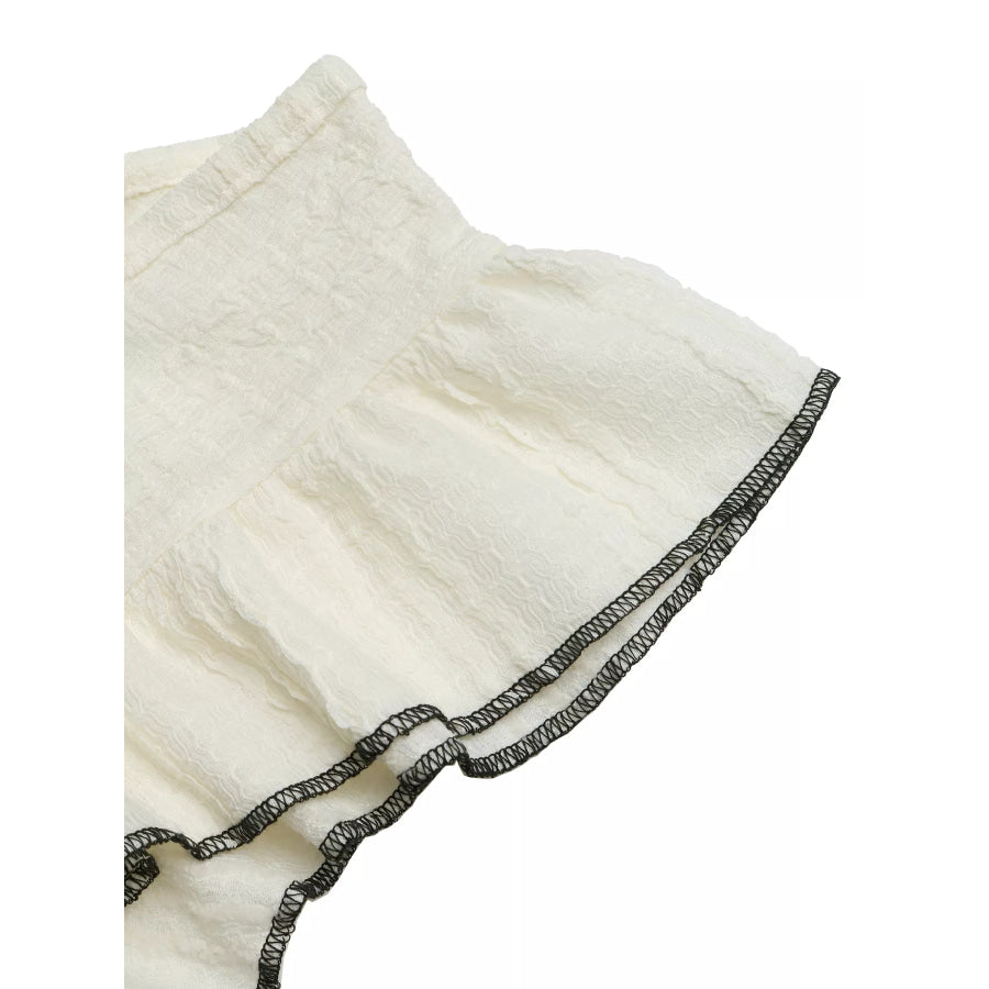 Textured Ruffle Sleeve Slim Fit Top Apparel and Accessories