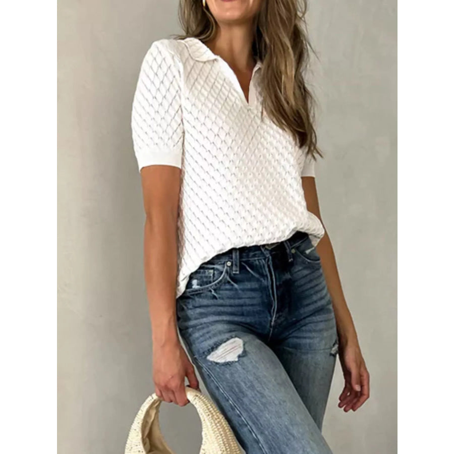 Textured Short Sleeve Knit Top Apparel and Accessories
