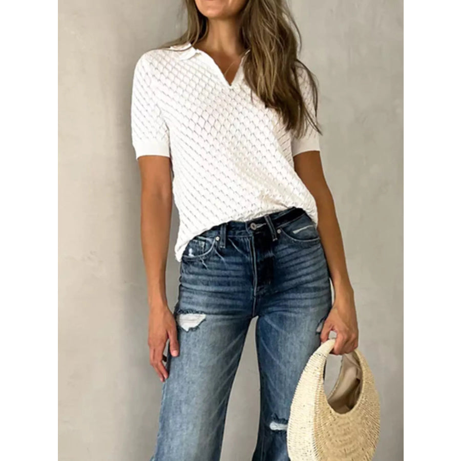 Textured Short Sleeve Knit Top Apparel and Accessories