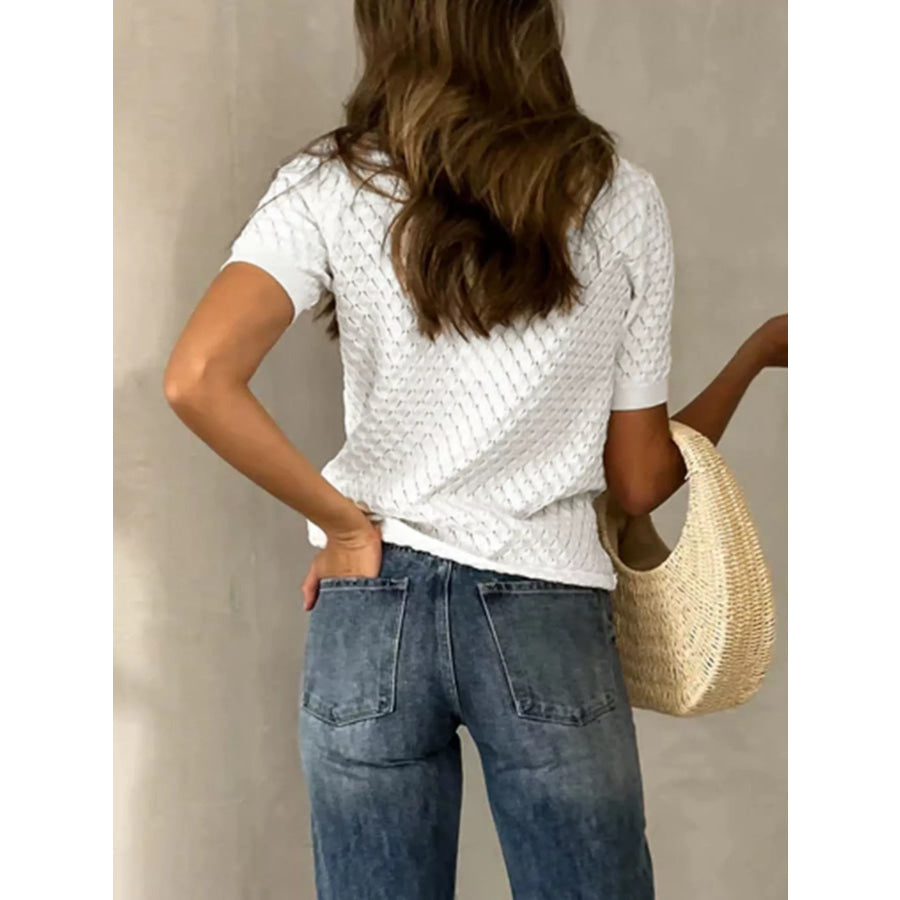Textured Short Sleeve Knit Top Apparel and Accessories