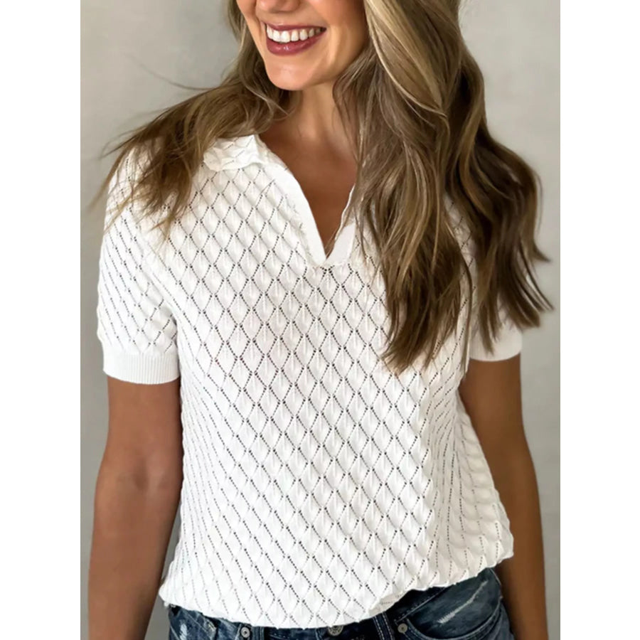 Textured Short Sleeve Knit Top Apparel and Accessories