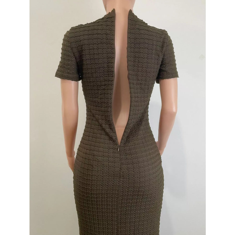 Textured Short Sleeve Midi Dress Apparel and Accessories