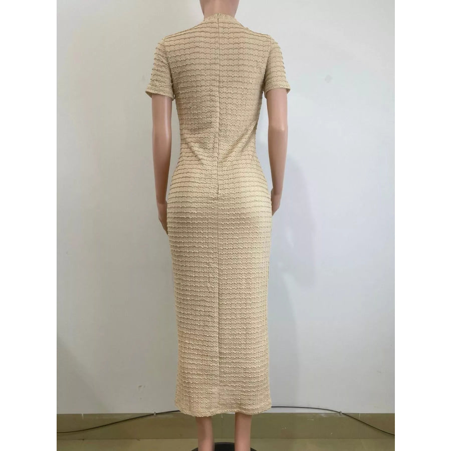 Textured Short Sleeve Midi Dress Apparel and Accessories
