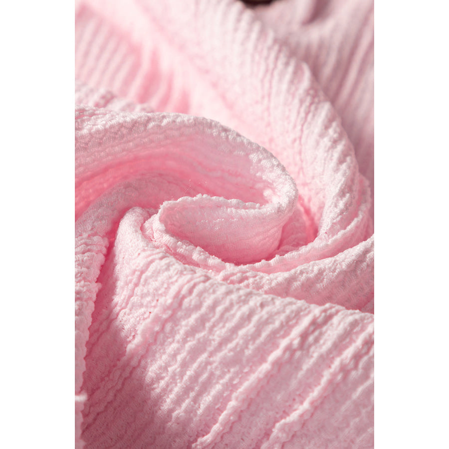 Textured Short Sleeve Top and Pocketed Wide Leg Pants Apparel and Accessories