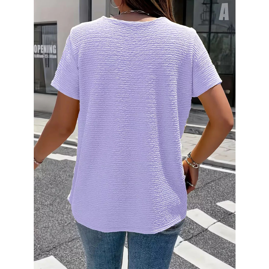 Textured Short Sleeve Top Apparel and Accessories