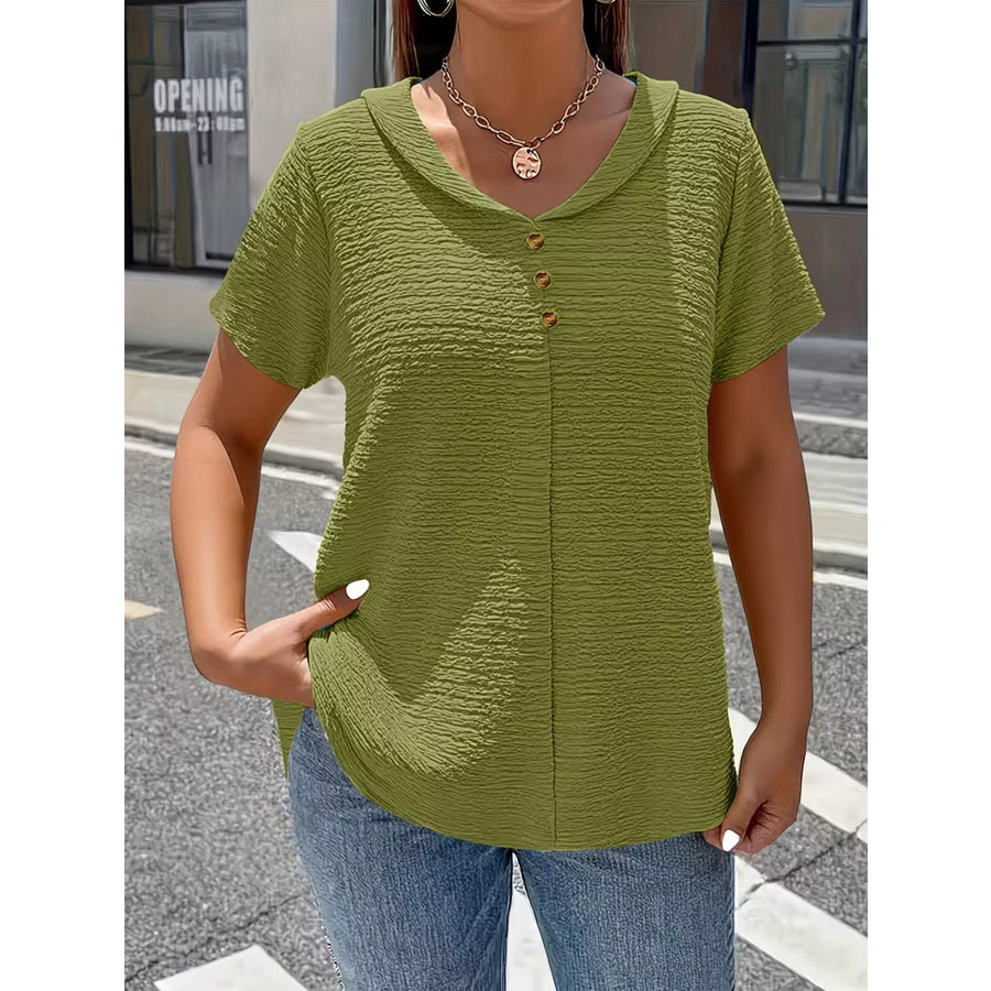 Textured Short Sleeve Top Apparel and Accessories