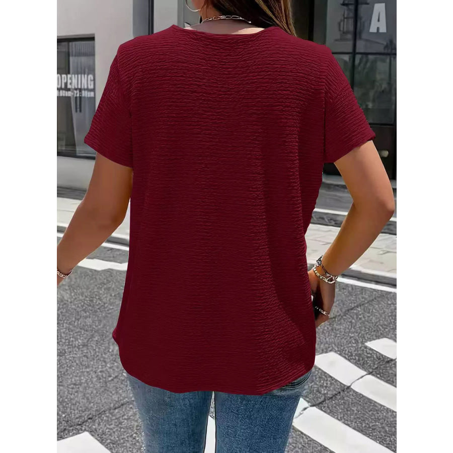 Textured Short Sleeve Top Apparel and Accessories
