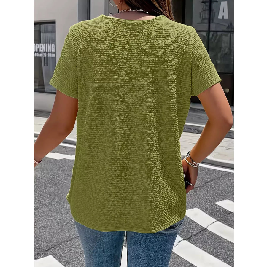 Textured Short Sleeve Top Apparel and Accessories