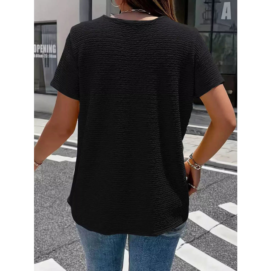 Textured Short Sleeve Top Apparel and Accessories