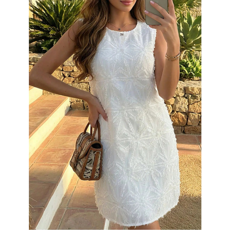 Textured Sleeveless Mini Dress White / S Apparel and Accessories