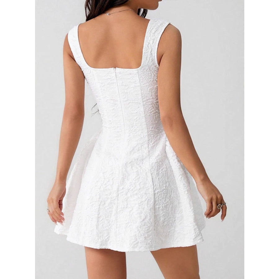Textured Square Neck Mini Dress Apparel and Accessories