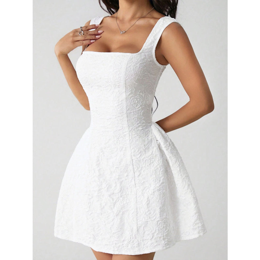 Textured Square Neck Mini Dress Apparel and Accessories